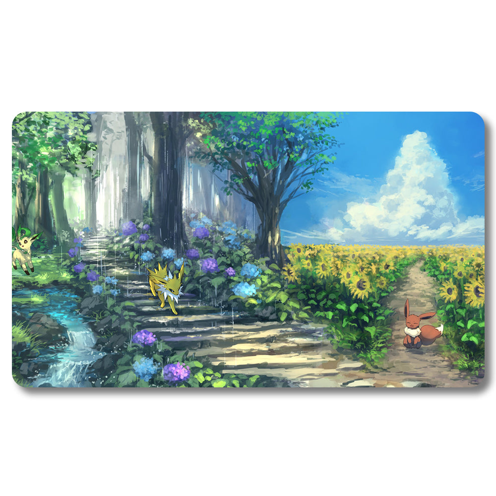 PTCG Thunder Elf Playmat - Pokemon Size 23.6X13.7in Play mats Compatible for TCG MTG RPG CCG Trading Card Game