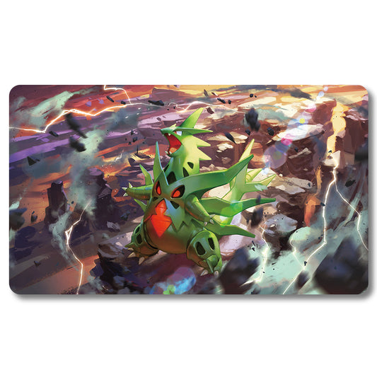 Board Game Tyranitar Playmat - Pokemon Size 23.6X13.7in Play mats Compatible for TCG MTG RPG CCG Trading Card Game