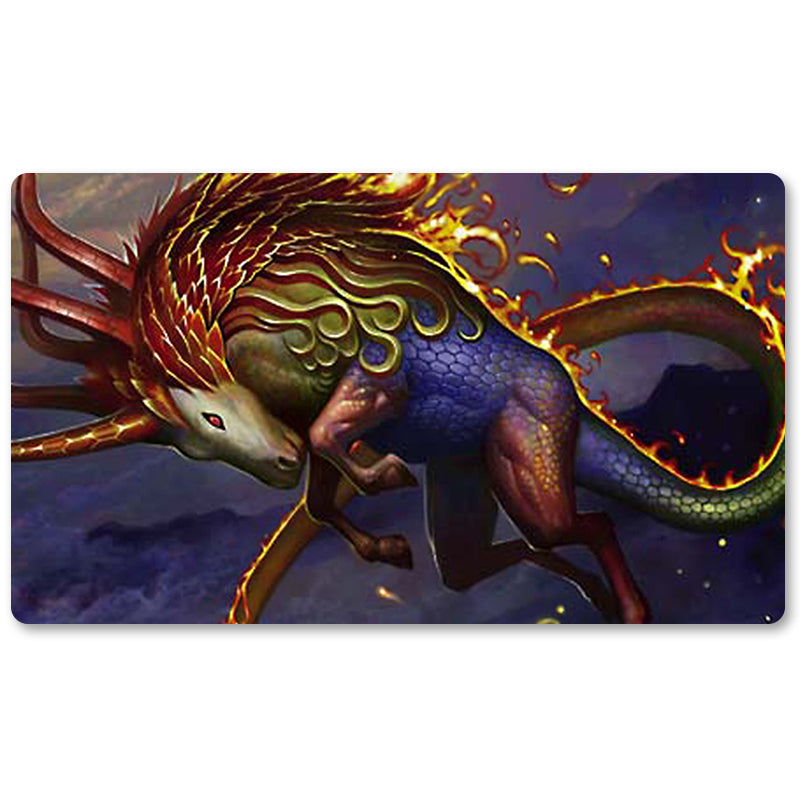 Board Game Peripheral- Skyfire Kirin -MTG Playmat Size 23.6X13.7in Play mats Compatible for TCG RPG CCG Trading Card Game