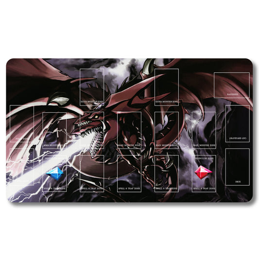 YUGIOH Slifer the Sky Dragon Playmat - Yugioh Size 23.6X13.7in Play mats Compatible for TCG OCG CCG Trading Card Game