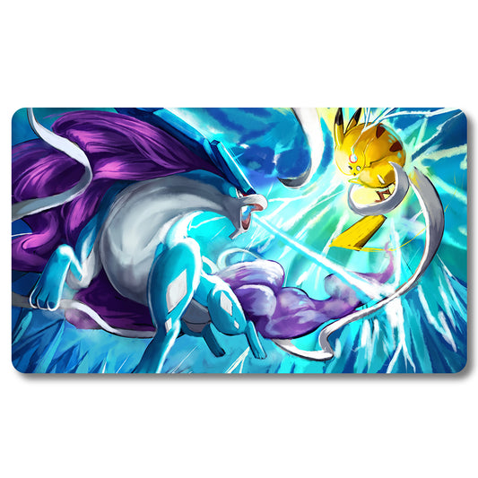 Board Game Suicune Playmat - Pokemon Size 23.6X13.7in Play mats Compatible for TCG MTG RPG CCG Trading Card Game