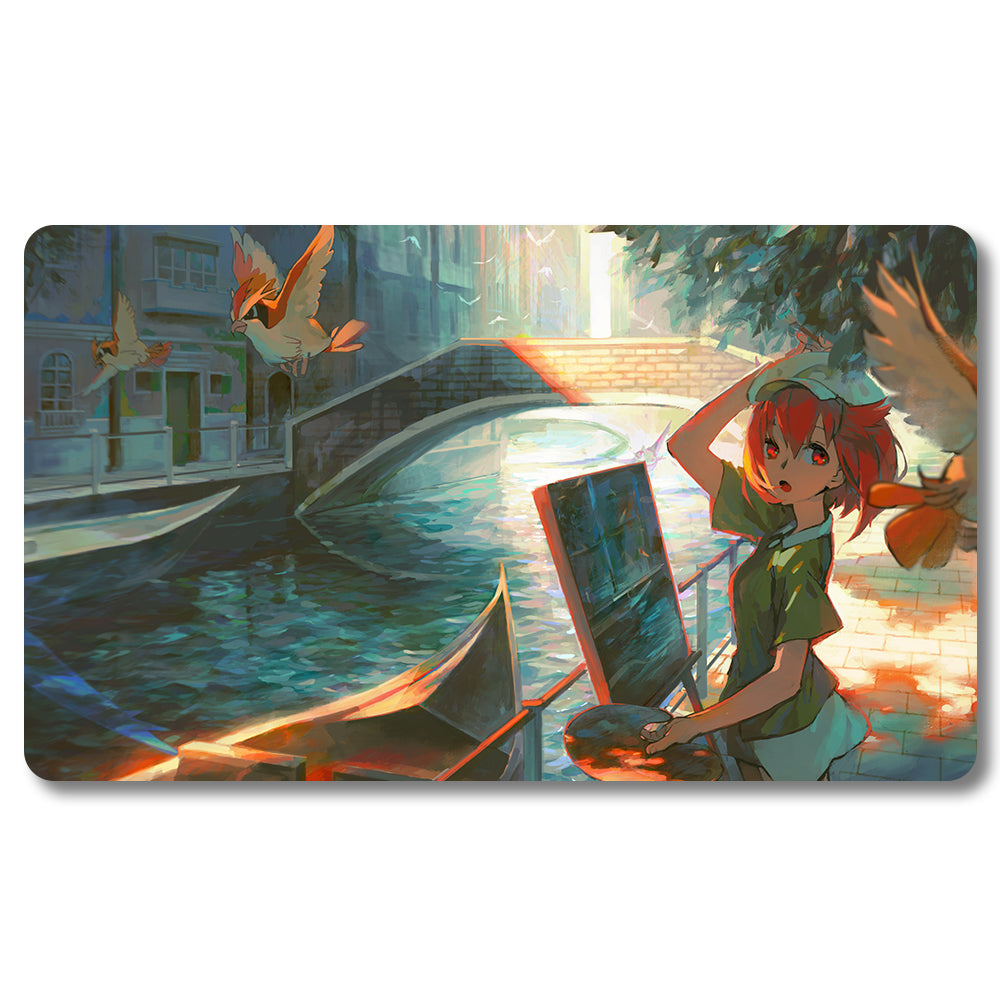 PTCG Popo Playmat - Pokemon Size 23.6X13.7in Play mats Compatible for TCG MTG RPG CCG Trading Card Game