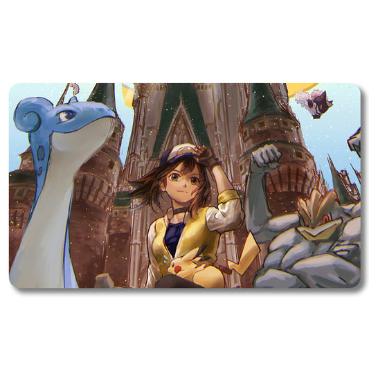 PTCG Chenglong Playmat - Pokemon Size 23.6X13.7in Play mats Compatible for TCG MTG RPG CCG Trading Card Game