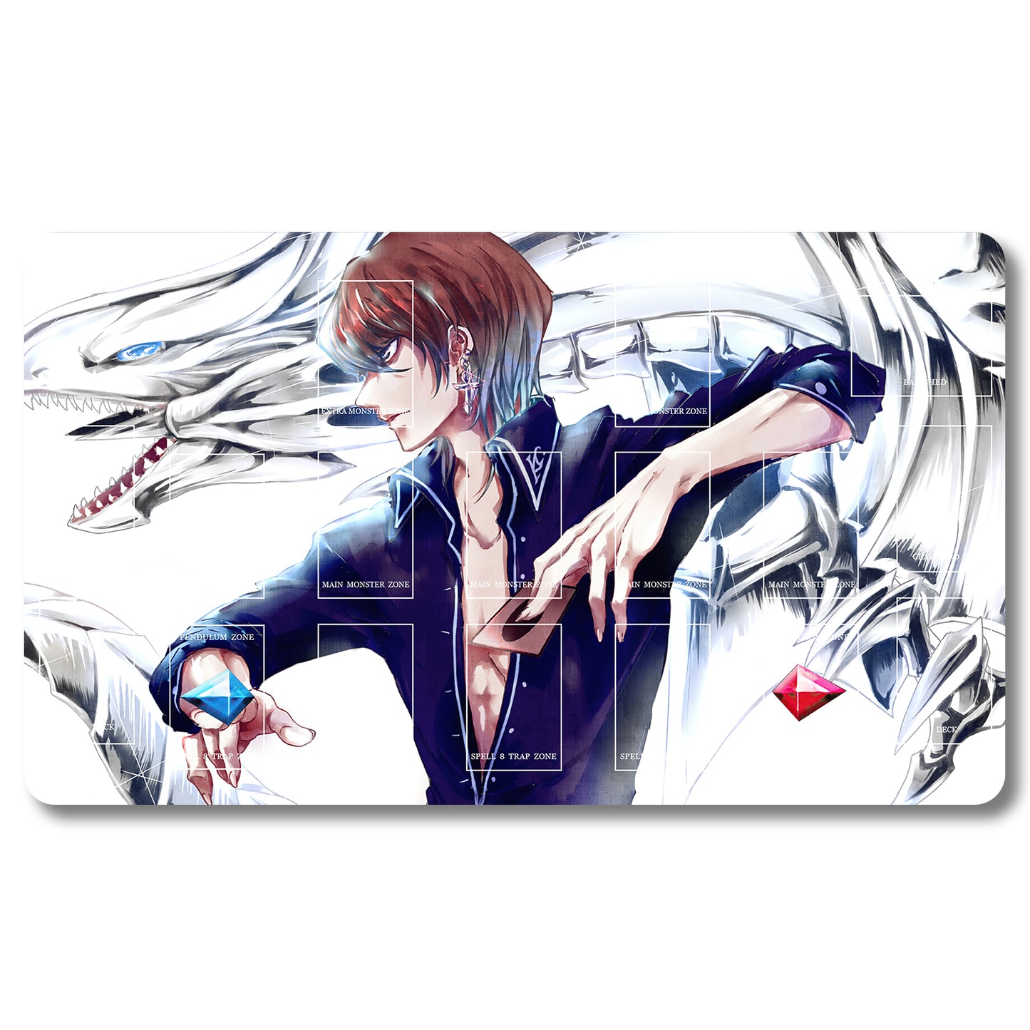 YUGIOH Seto Kaiba Playmat- Yugioh Size 23.6X13.7in Play mats Compatible for TCG OCG CCG Trading Card Game