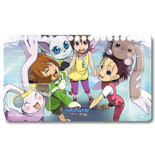 Board Game Tailmon Playmat - Digimon Size 23.6X13.7in Play mats Compatible for TCG DTCG CCG Trading Card Game