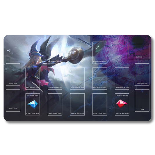 Board Game Dark Magician Girl Playmat - Yugioh Size 23.6X13.7in Play mats Compatible for TCG OCG CCG Trading Card Game