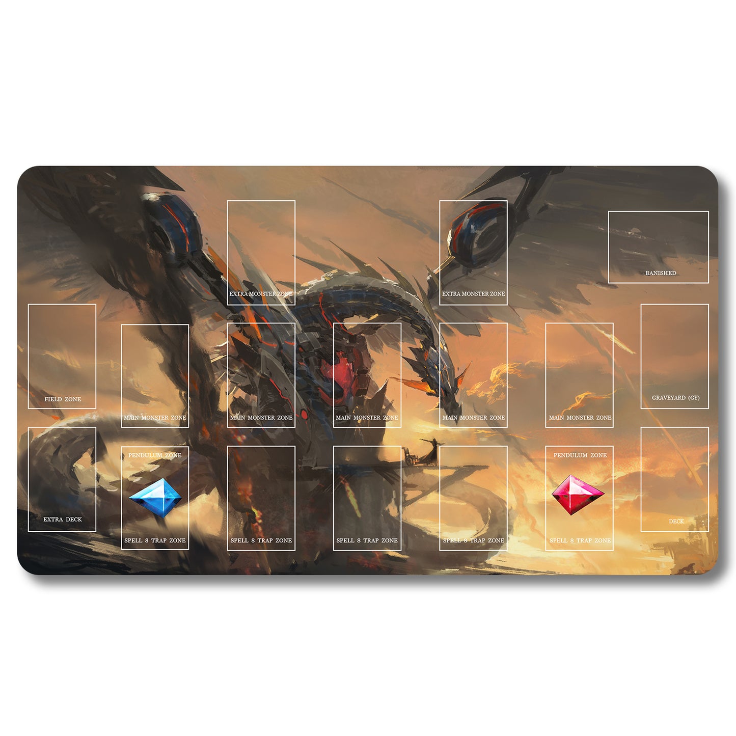 Tabulludo Ekstercentra - 1266329- Yugioh Playmat Grandeco 23.6X13.7in Ludaj matoj Kongrua por TCG OCG CCG Komerca Kartludo