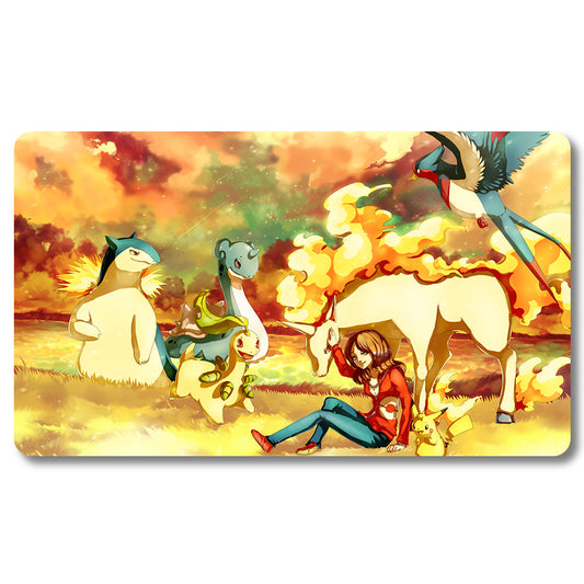 Board Game Rapidash Playmat - Pokemon Size 23.6X13.7in Play mats Compatible for TCG MTG RPG CCG Trading Card Game