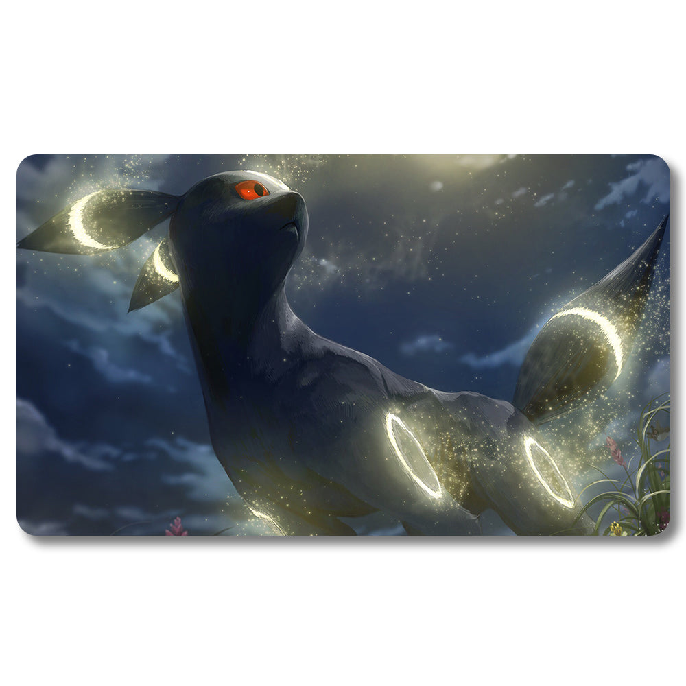 PTCG Moon Ibu Playmat - Pokemon Size 23.6X13.7in Play mats Compatible for TCG MTG RPG CCG Trading Card Game