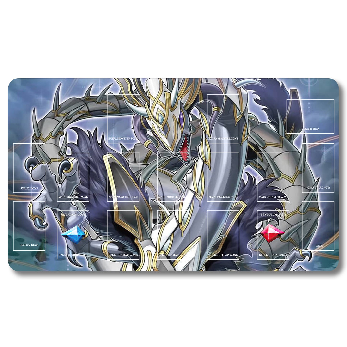 Tabulludo Ekstercentra - 212123- Yugioh Playmat Grandeco 23.6X13.7in Ludaj matoj Kongrua por TCG OCG CCG Komerca Kartludo