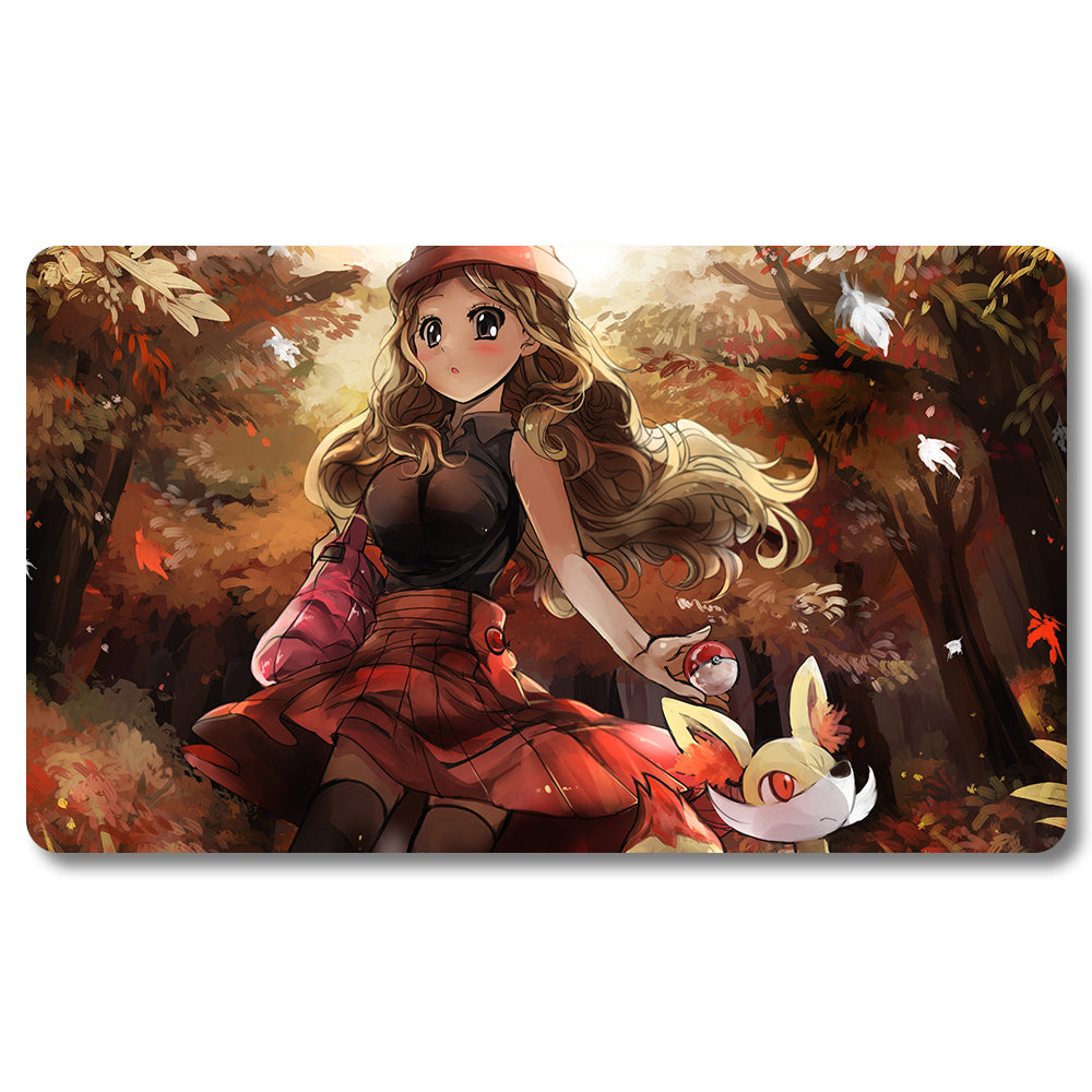 PTCG Serena Playmat- Pokemon Size 23.6X13.7in Play mats Compatible for TCG MTG RPG CCG Trading Card Game