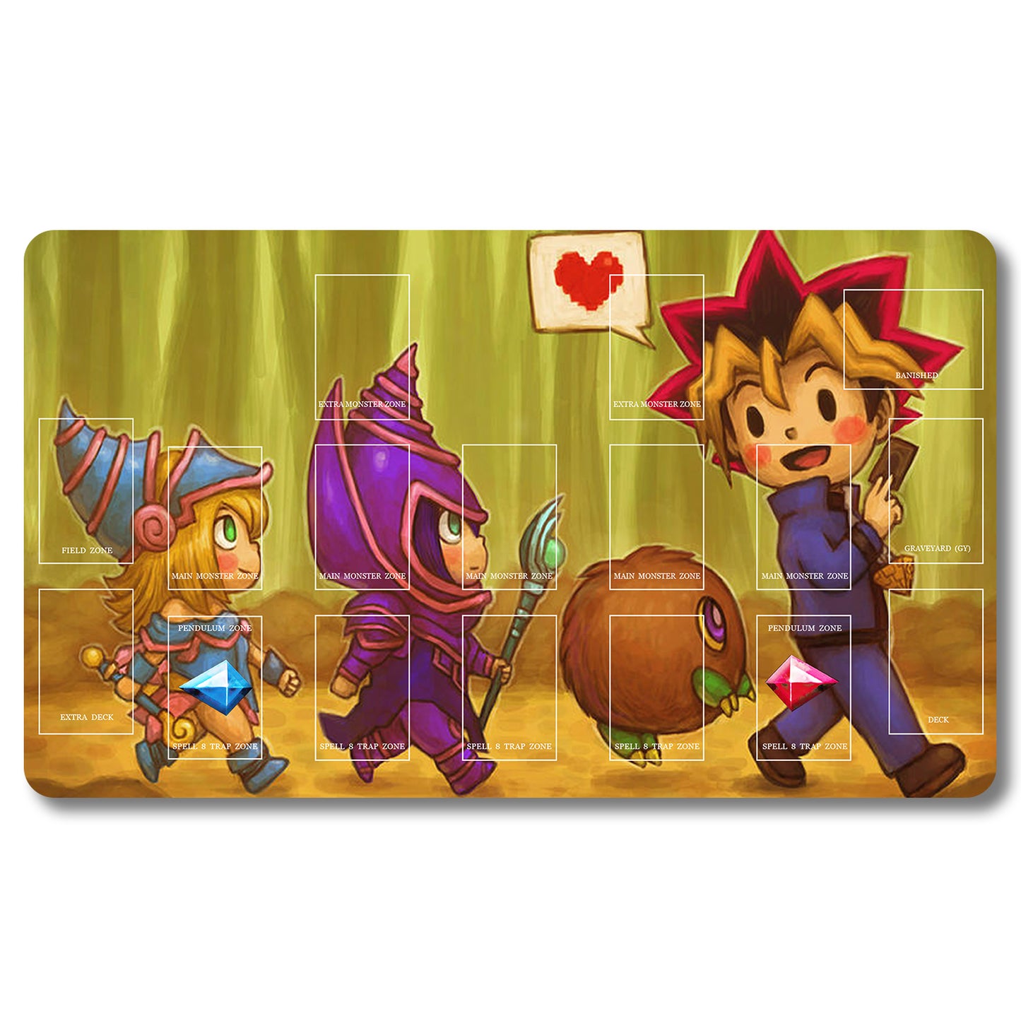 Board Game Yugi Muto Playmat - Yugioh Size 23.6X13.7in Play mats Compatible for TCG OCG CCG Trading Card Game