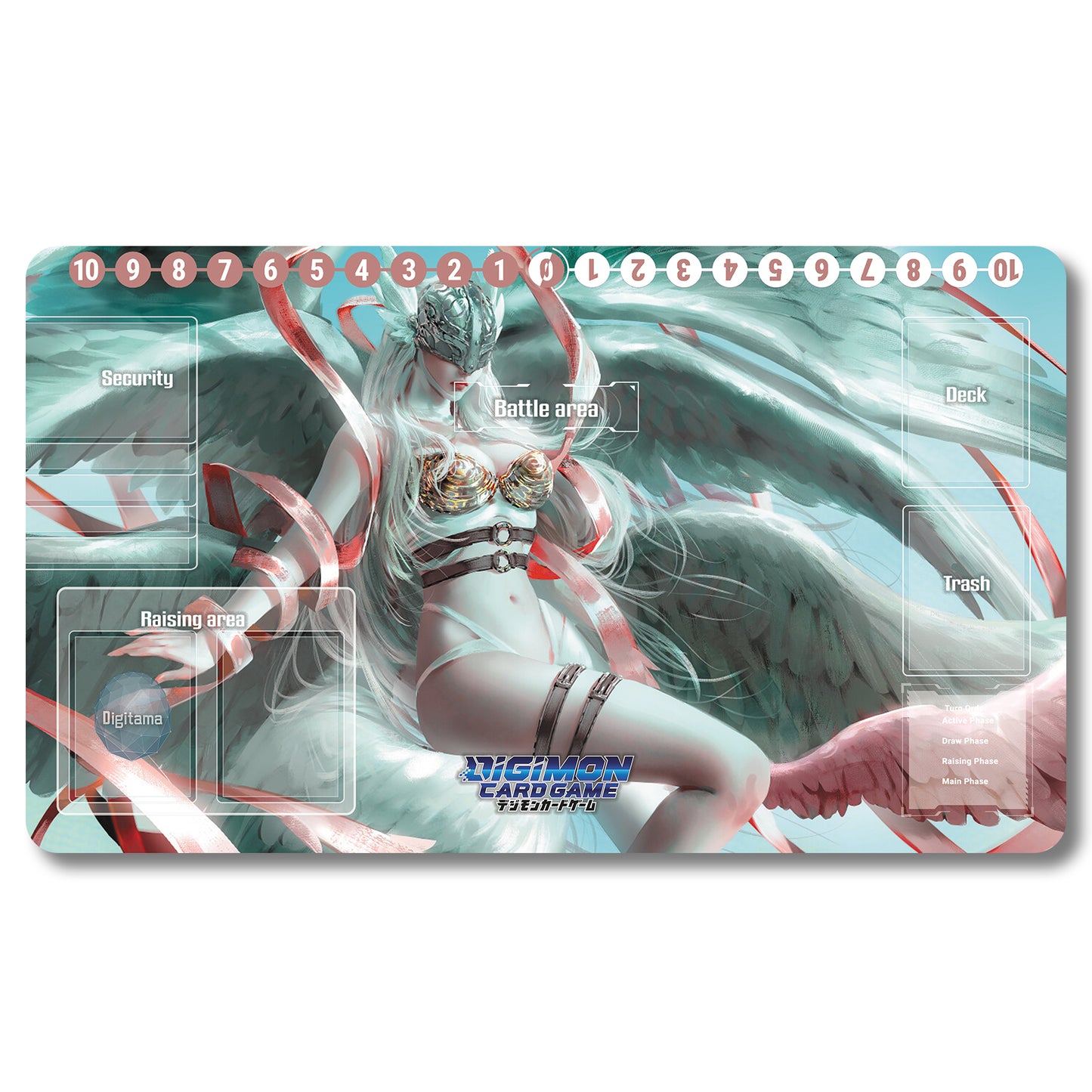 Board Game Angewomon Playmat - Digimon Size 23.6X13.7in Play mats Compatible for TCG DTCG CCG Trading Card Game