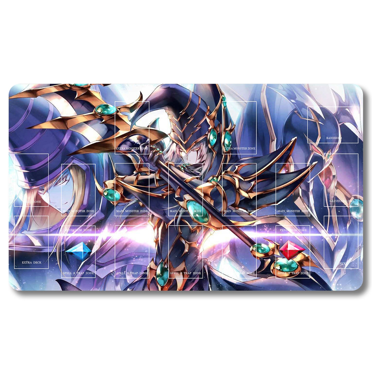 YUGIOH Magician of Chaos Playmat - Yugioh Size 23.6X13.7in Play mats Compatible for TCG OCG CCG Trading Card Game