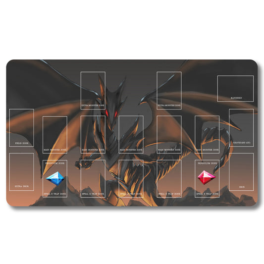 Board Game Red-Eyes Black Dragon Playmat - Yugioh Size 23.6X13.7in Play mats Compatible for TCG OCG CCG Trading Card Game