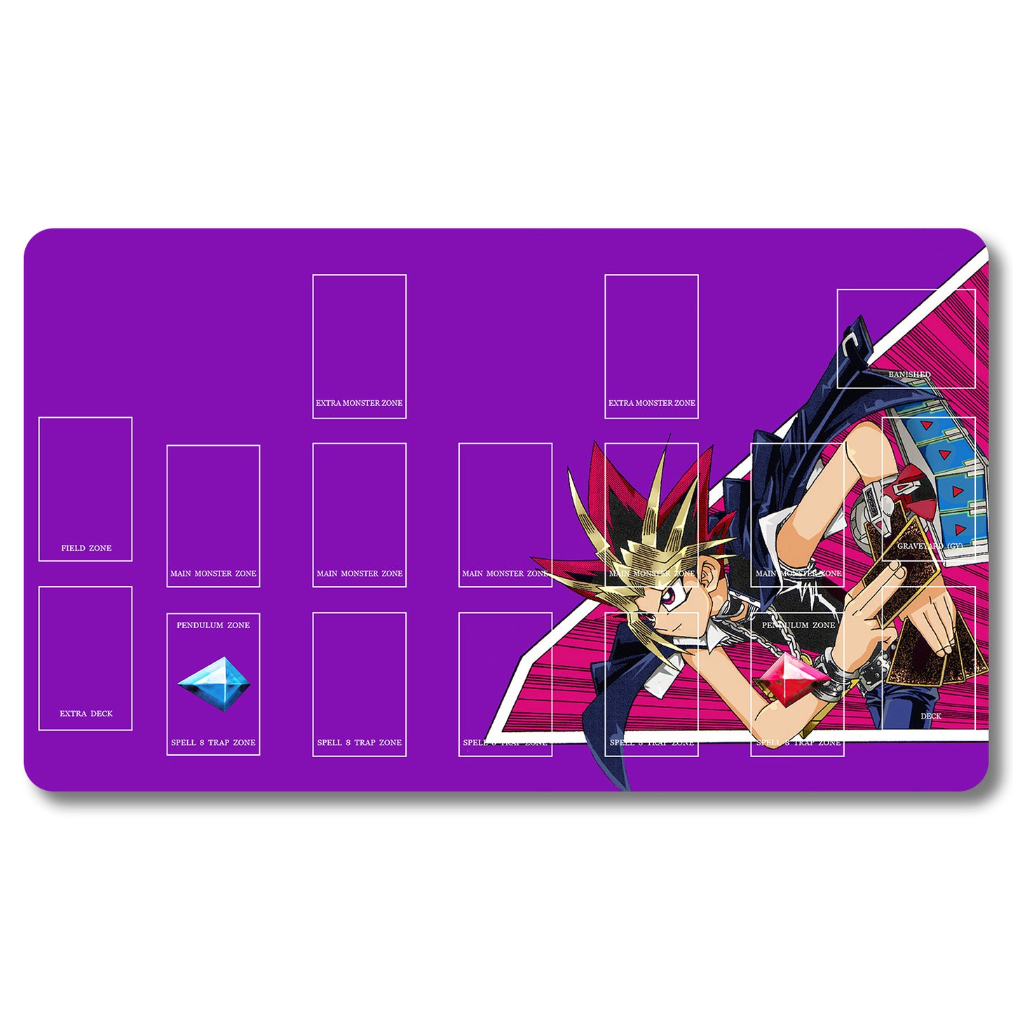 Yugi Muto Playmat - Yugioh Size 23.6X13.7in Play mats Compatible for TCG OCG CCG Trading Card Game