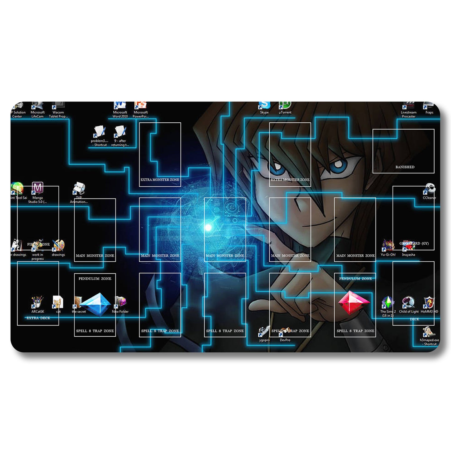 YUGIOH Yugi Muto Playmat- Yugioh Size 23.6X13.7in Play mats Compatible for TCG OCG CCG Trading Card Game