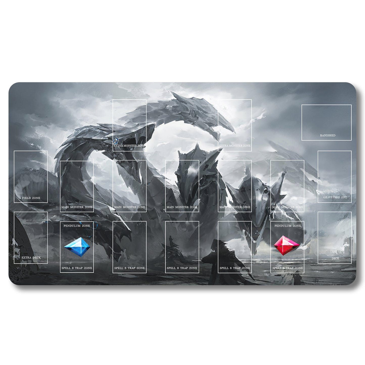 YUGIOH Cyber End Dragon Playmat - Yugioh Size 23.6X13.7in Play mats Compatible for TCG OCG CCG Trading Card Game