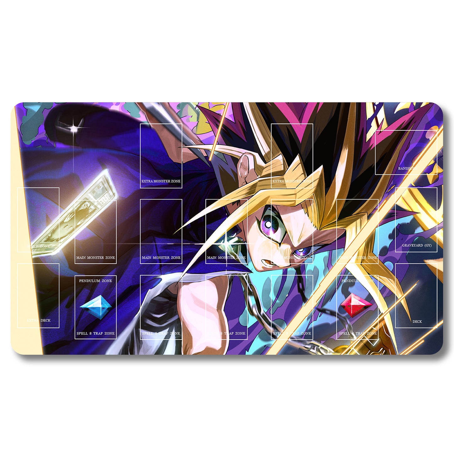 Tabulludo Ekstercentra - 1215133- Yugioh Playmat Grandeco 23.6X13.7in Ludaj matoj Kongrua por TCG OCG CCG Komerca Kartludo