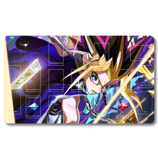 Board Game Yugi Muto Playmat - Yugioh Size 23.6X13.7in Play mats Compatible for TCG OCG CCG Trading Card Game