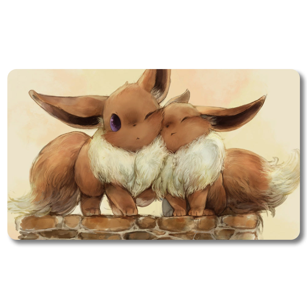 Board Game Eevee Playmat - Pokemon Size 23.6X13.7in Play mats Compatible for TCG MTG RPG CCG Trading Card Game