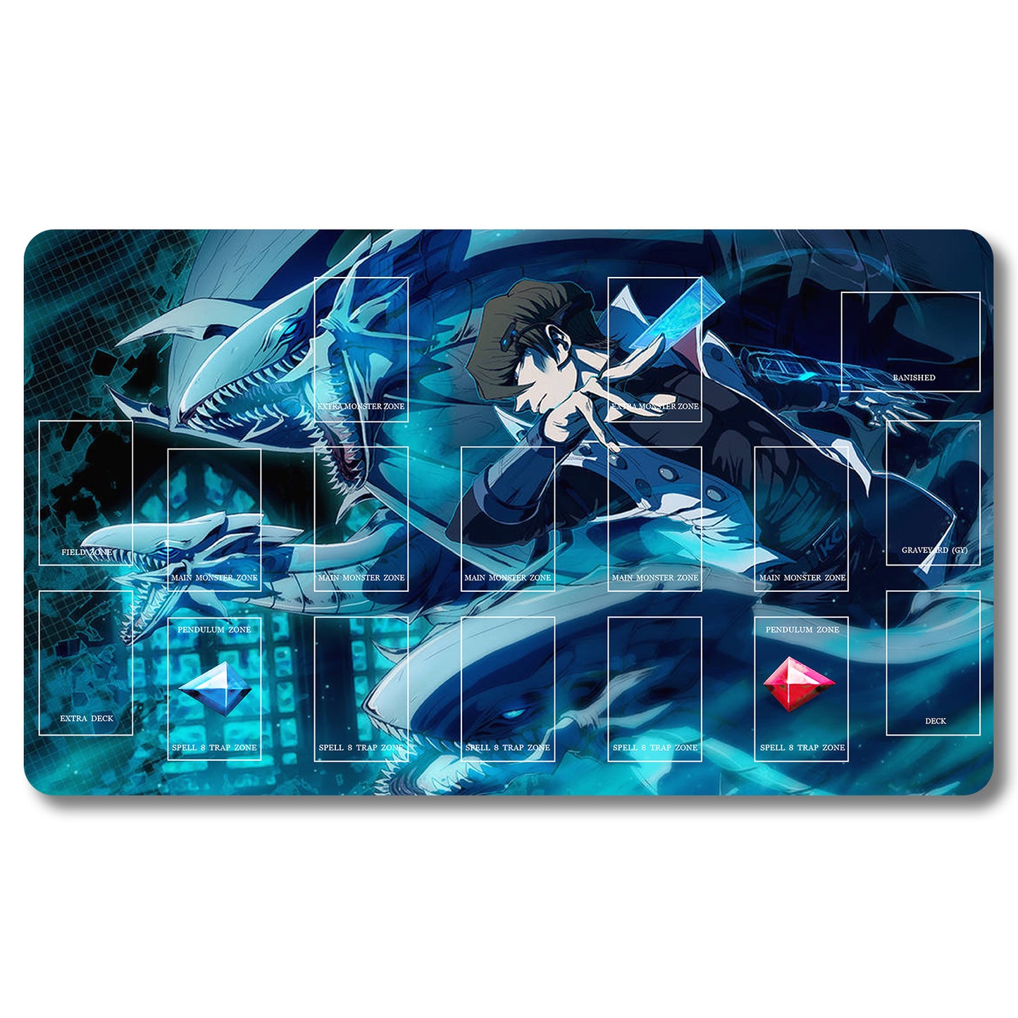 YUGIOH Seto Kaiba Playmat - Yugioh Size 23.6X13.7in Play mats Compatible for TCG OCG CCG Trading Card Game