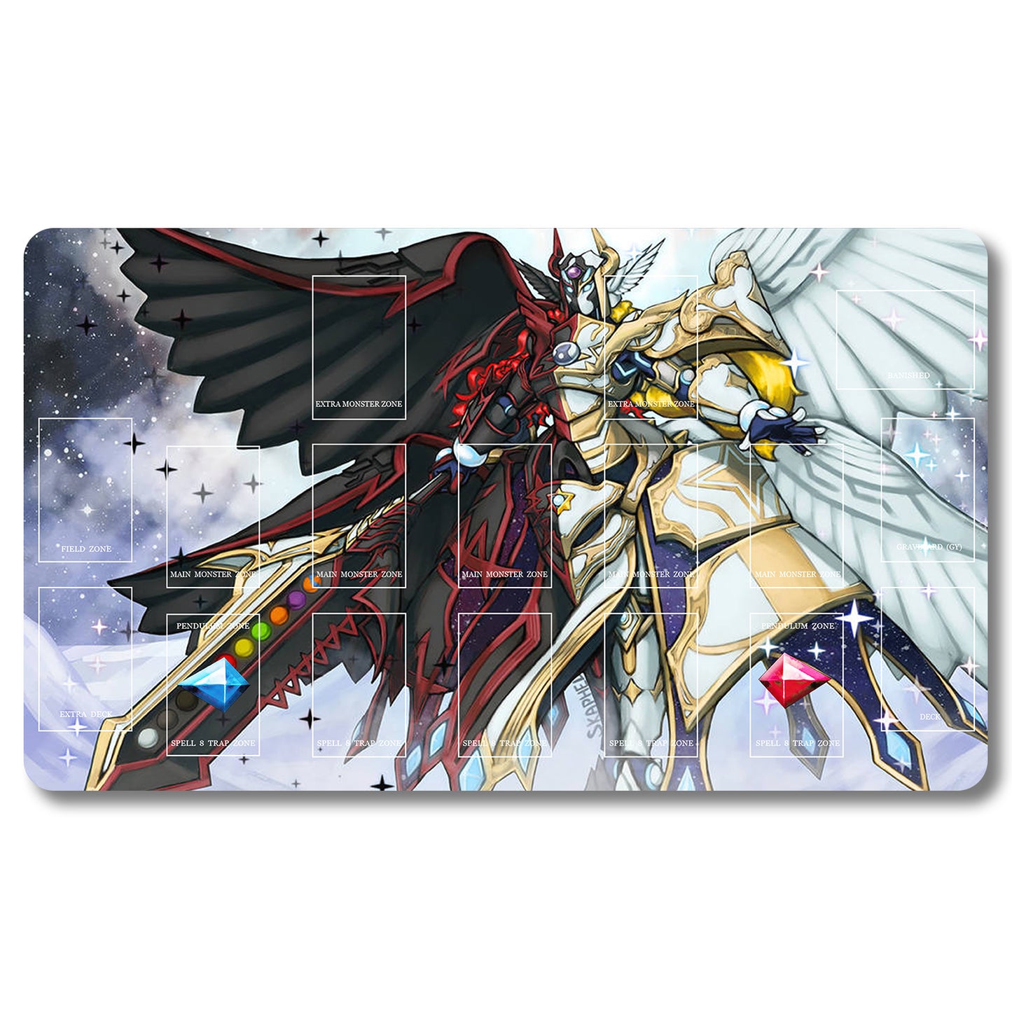 Tabulludo Ekstercentra - 919653- Yugioh Playmat Grandeco 23.6X13.7in Ludaj matoj Kongrua por TCG OCG CCG Komerca Kartludo