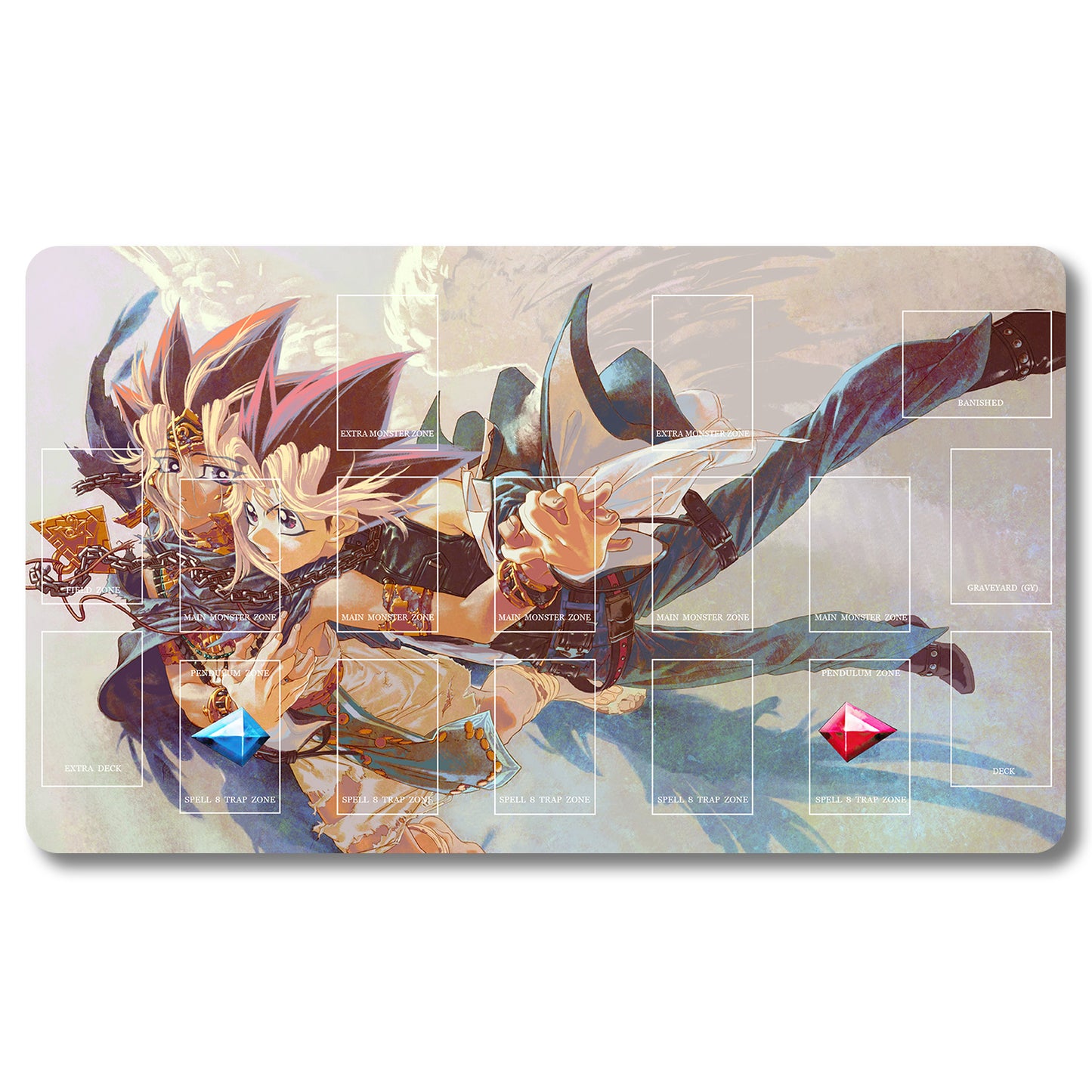 Board Game Yugi Muto Playmat - Yugioh Size 23.6X13.7in Play mats Compatible for TCG OCG CCG Trading Card Game