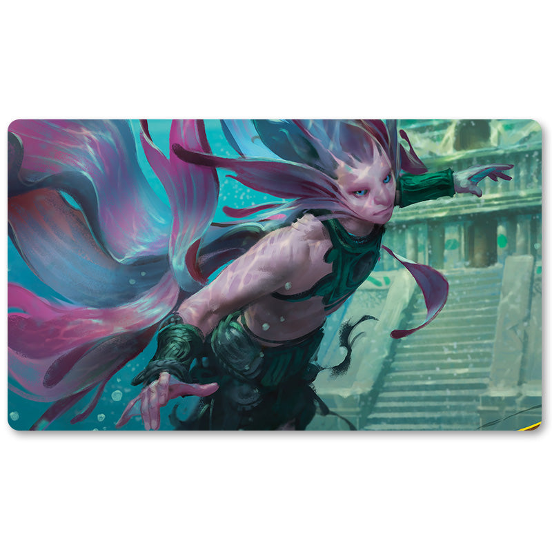 Magic The Gathering Peripheral- Silvergill Adept -MTG Playmat Size 23.6X13.7in Play mats Compatible for TCG RPG CCG Trading Card Game