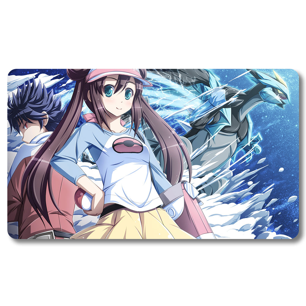 Board Game White Kyurem Playmat - Pokemon Size 23.6X13.7in Play mats Compatible for TCG MTG RPG CCG Trading Card Game