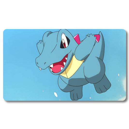 Board Game Totodile Playmat - Pokemon Playmat Size 23.6X13.7in Play mats Compatible for TCG MTG RPG CCG Trading Card Game