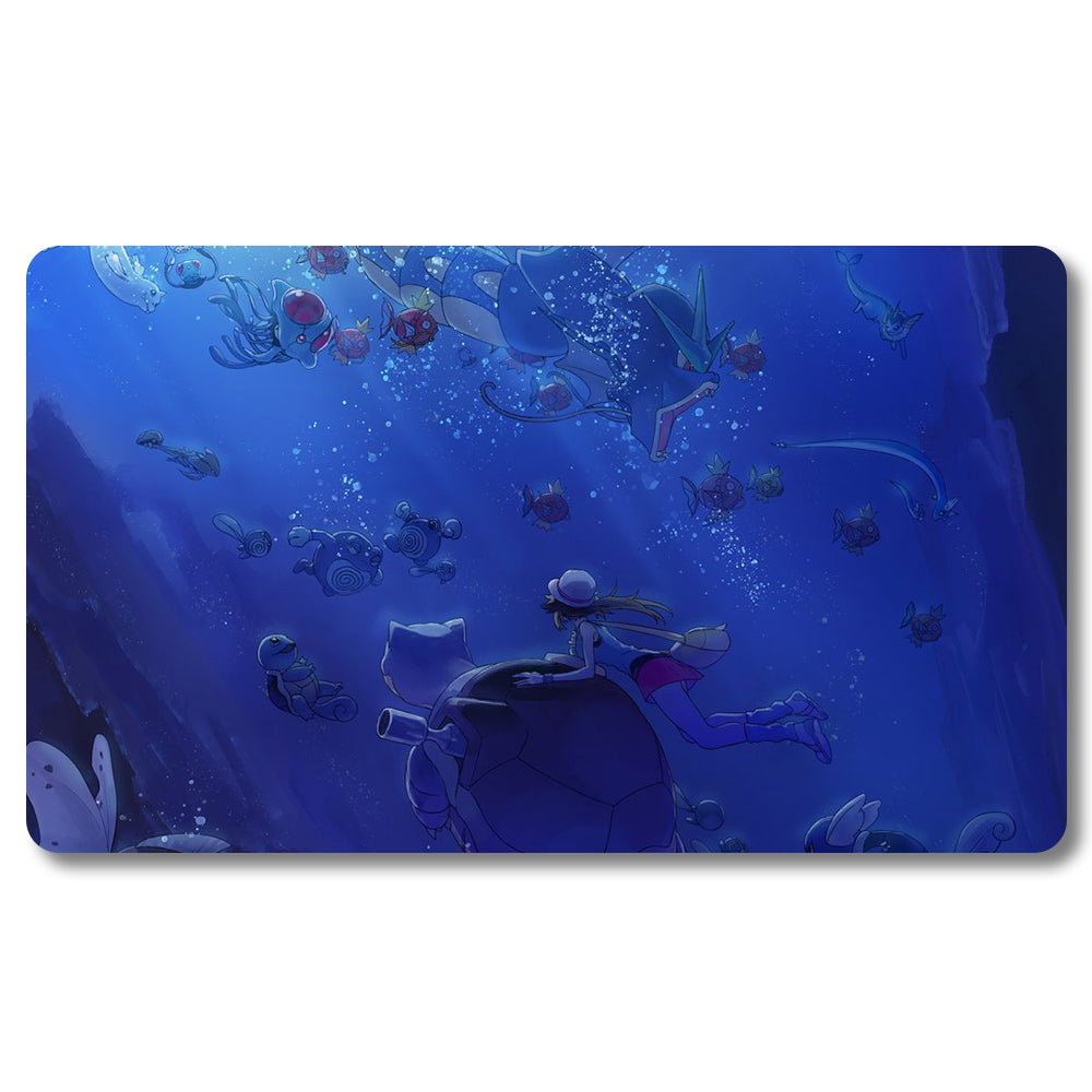 PTCG Underwater World Playmat - Pokemon Size 23.6X13.7in Play mats Compatible for TCG MTG RPG CCG Trading Card Game