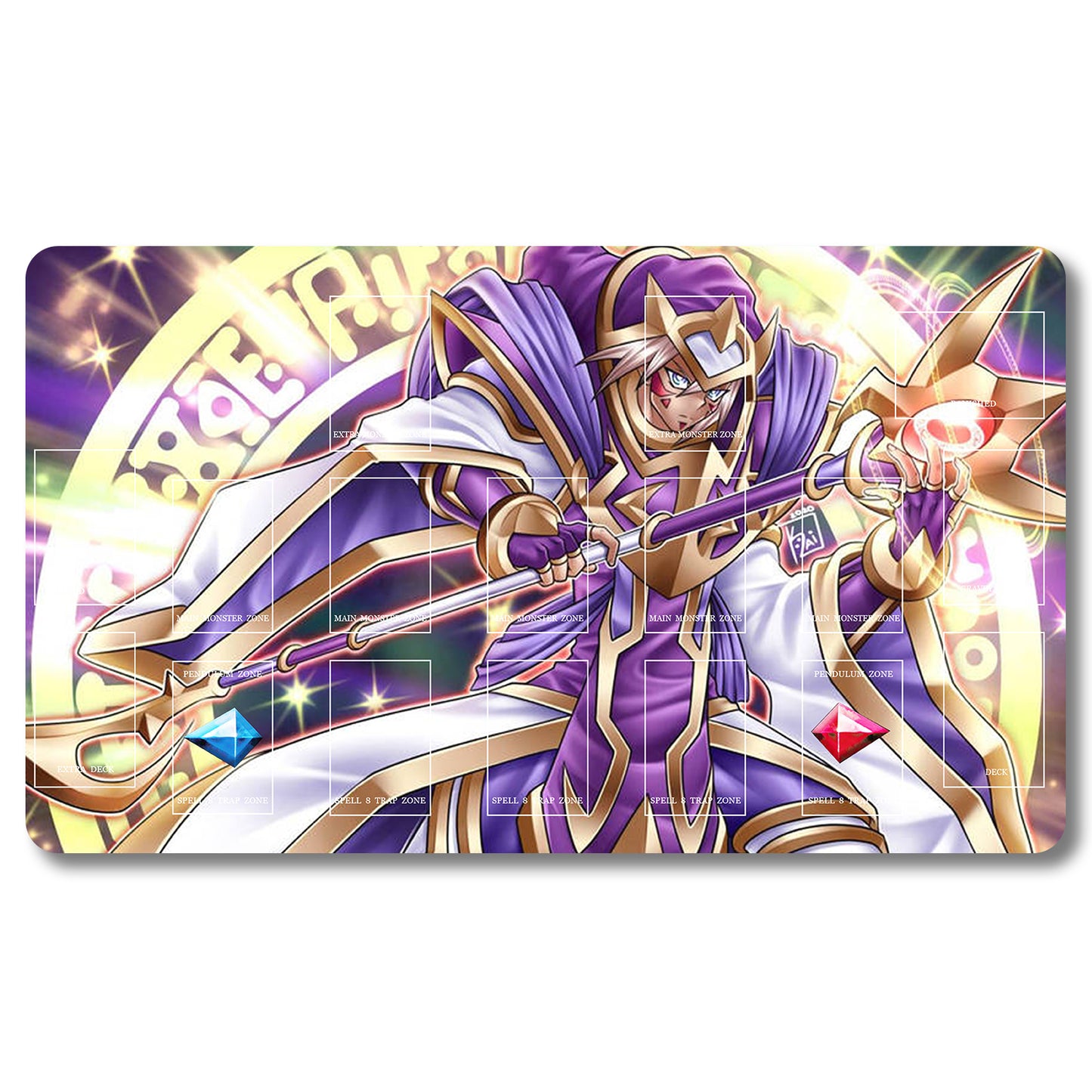 Tabulludo Ekstercentra - 299653- Yugioh Playmat Grandeco 23.6X13.7in Ludaj matoj Kongrua por TCG OCG CCG Komerca Kartludo