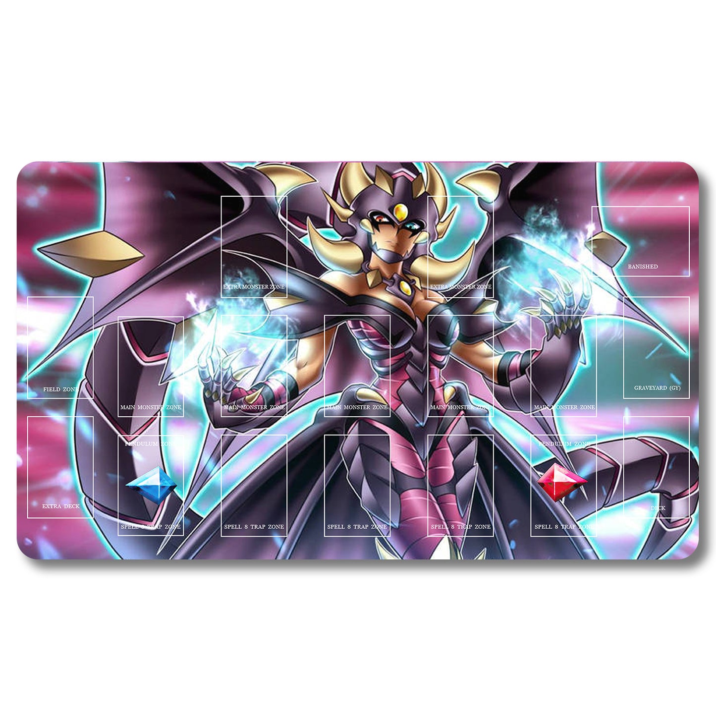 Tabulludo Ekstercentra - 69653- Yugioh Playmat Grandeco 23.6X13.7in Ludaj matoj Kongruaj por TCG OCG CCG Komerca Kartludo