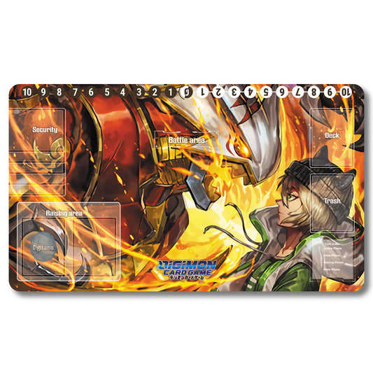 Digimon Ancient Greymon Playmat - Digimon Size 23.6X13.7in Play mats Compatible for TCG DTCG CCG Trading Card Game