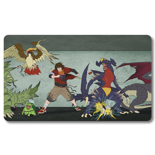 Board Game Tyranitar Garchomp Playmat - Pokemon Size 23.6X13.7in Play mats Compatible for TCG MTG RPG CCG Trading Card Game