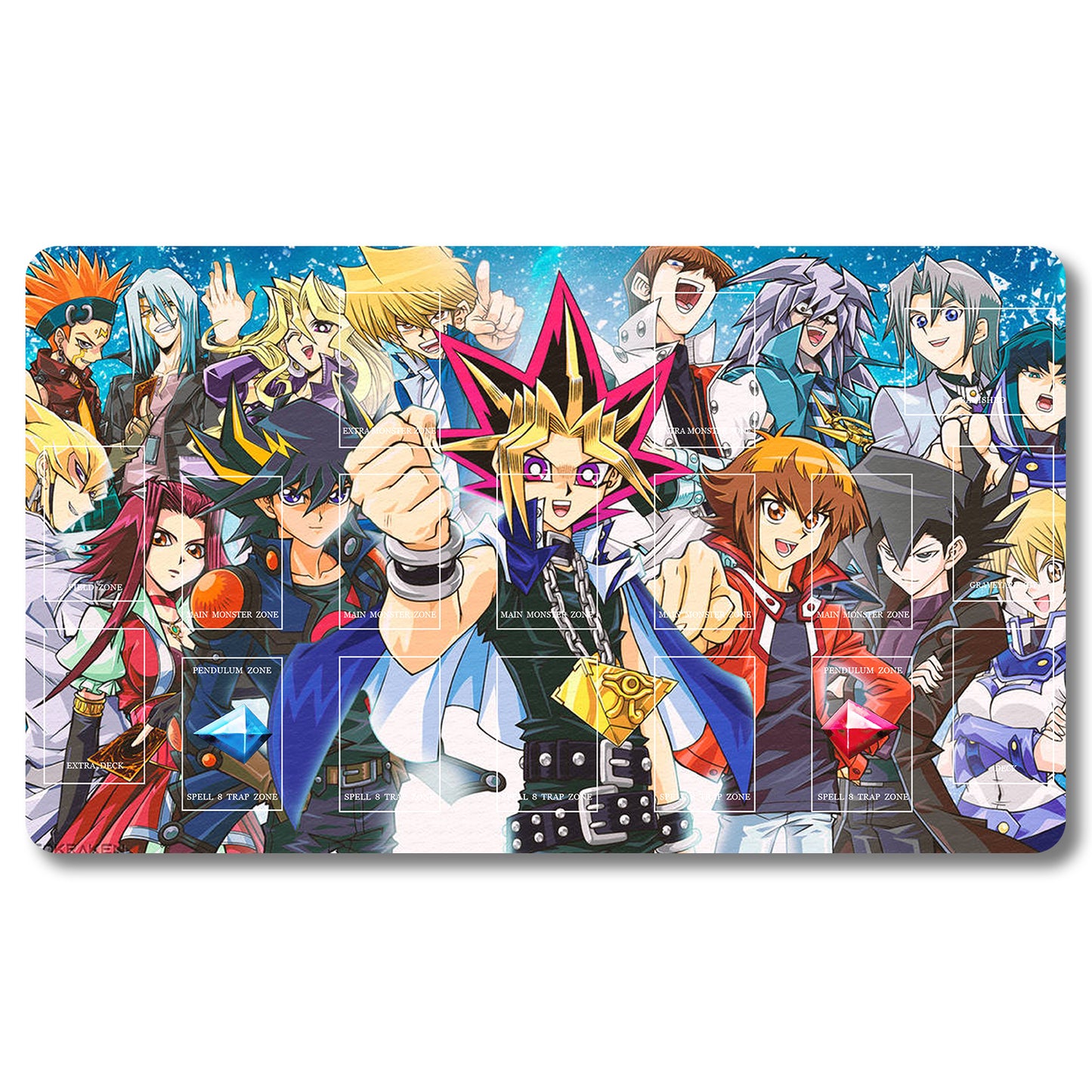 YUGIOH Yugi Muto Playmat - Yugioh Size 23.6X13.7in Play mats Compatible for TCG OCG CCG Trading Card Game