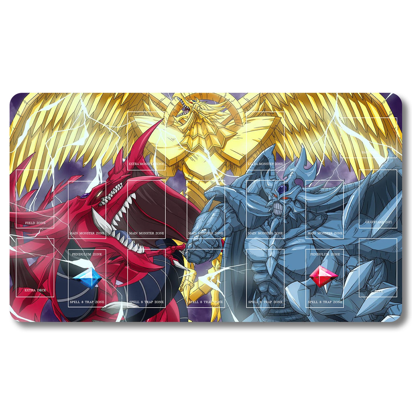 Tabulludo Ekstercentra - 327953- Yugioh Playmat Grandeco 23.6X13.7in Ludaj matoj Kongrua por TCG OCG CCG Komerca Kartludo