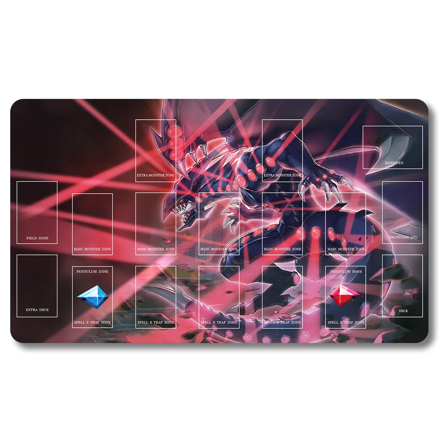 YUGIOH Gandora Giga Rays the Dragon of Destruction Playmat - Yugioh Size 23.6X13.7in Play mats Compatible for TCG OCG CCG Trading Card Game