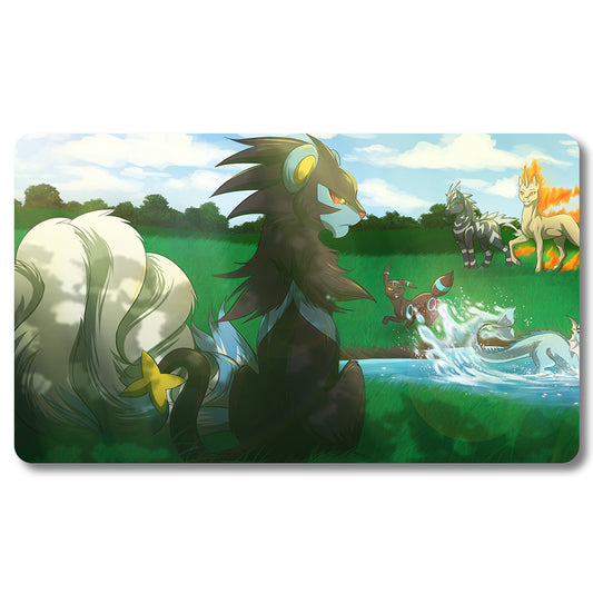 PTCG Rapidash Playmat - Pokemon Size 23.6X13.7in Play mats Compatible for TCG MTG RPG CCG Trading Card Game