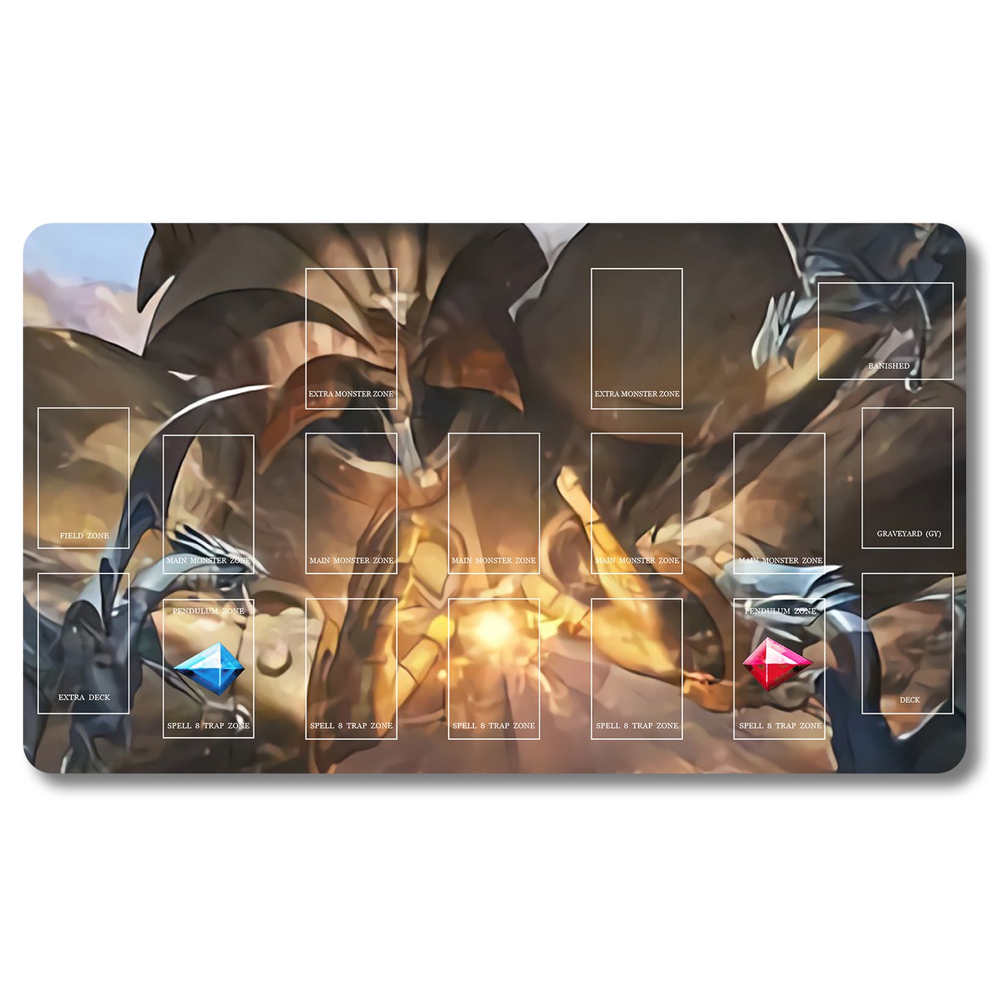 Board Game Peripheral - 3744303- Yugioh Playmat Size 23.6X13.7in Play mats Compatible for TCG OCG CCG Trading Card Game