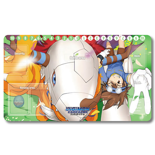 Digimon Greymon Playmat - Digimon Size 23.6X13.7in Play mats Compatible for TCG DTCG CCG Trading Card Game