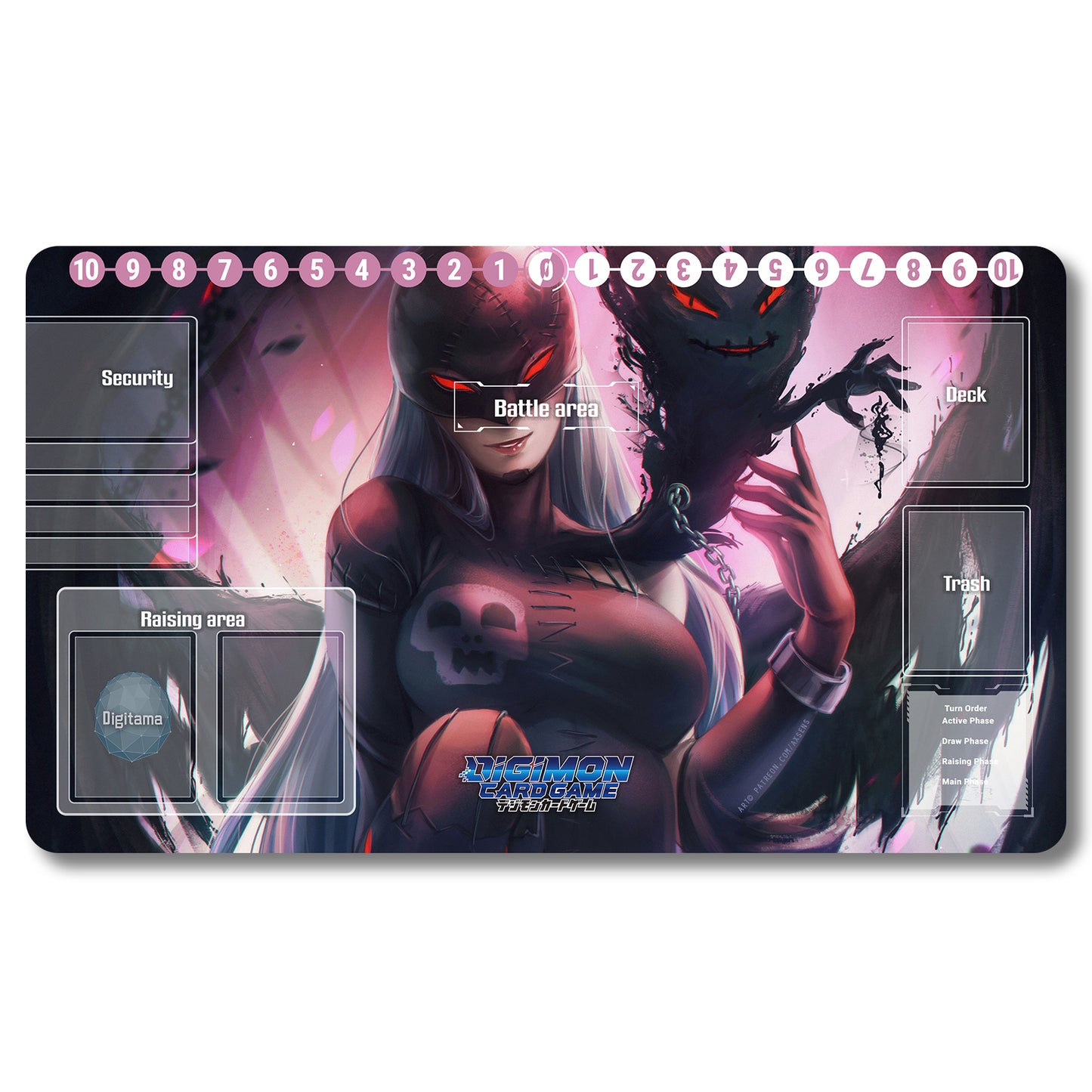 Board Game Lady Devimon Playmat- Digimon Size 23.6X13.7in Play mats Compatible for TCG DTCG CCG Trading Card Game