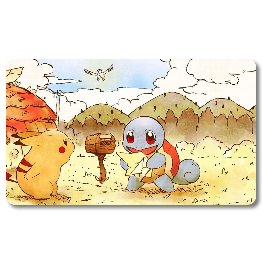 Board Game Squirtle Playmat - Pokemon Size 23.6X13.7in Play mats Compatible for TCG MTG RPG CCG Trading Card Game