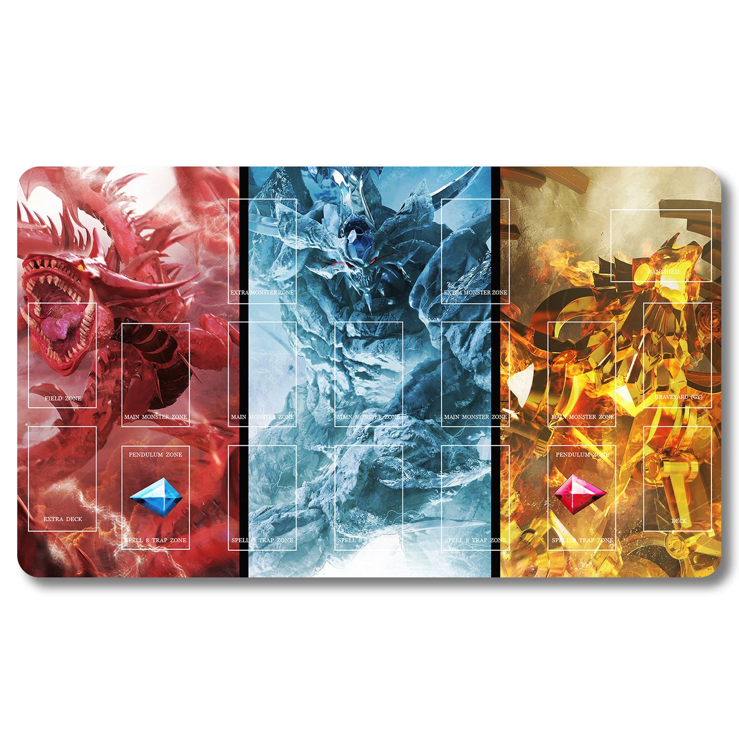 YUGIOH Card Of God Playmat - Yugioh Size 23.6X13.7in Play mats Compatible for TCG OCG CCG Trading Card Game