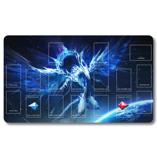 Deep-Eyes White Dragon Playmat - Yugioh Size 23.6X13.7in Play mats Compatible for TCG OCG CCG Trading Card Game