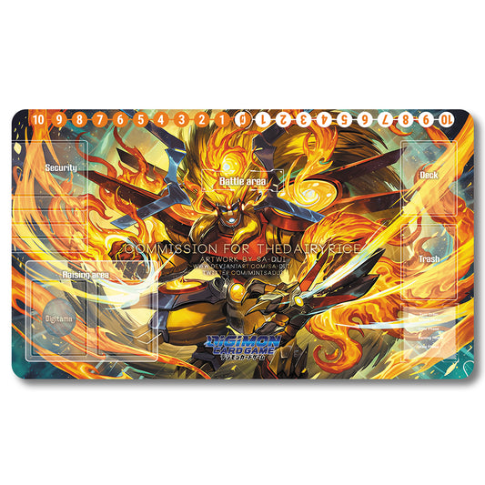 Digimon Apollomon Playmat - Digimon Size 23.6X13.7in Play mats Compatible for TCG DTCG CCG Trading Card Game