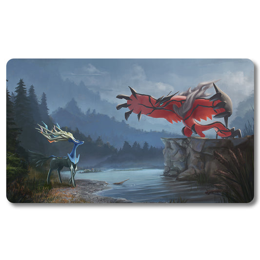 PTCG Yveltal Playmat - Pokemon Size 23.6X13.7in Play mats Compatible for TCG MTG RPG CCG Trading Card Game