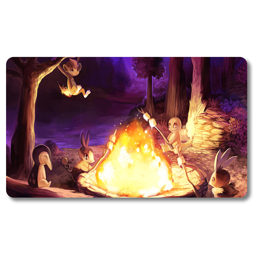 PTCG Charmander Playmat - Pokemon Size 23.6X13.7in Play mats Compatible for TCG MTG RPG CCG Trading Card Game