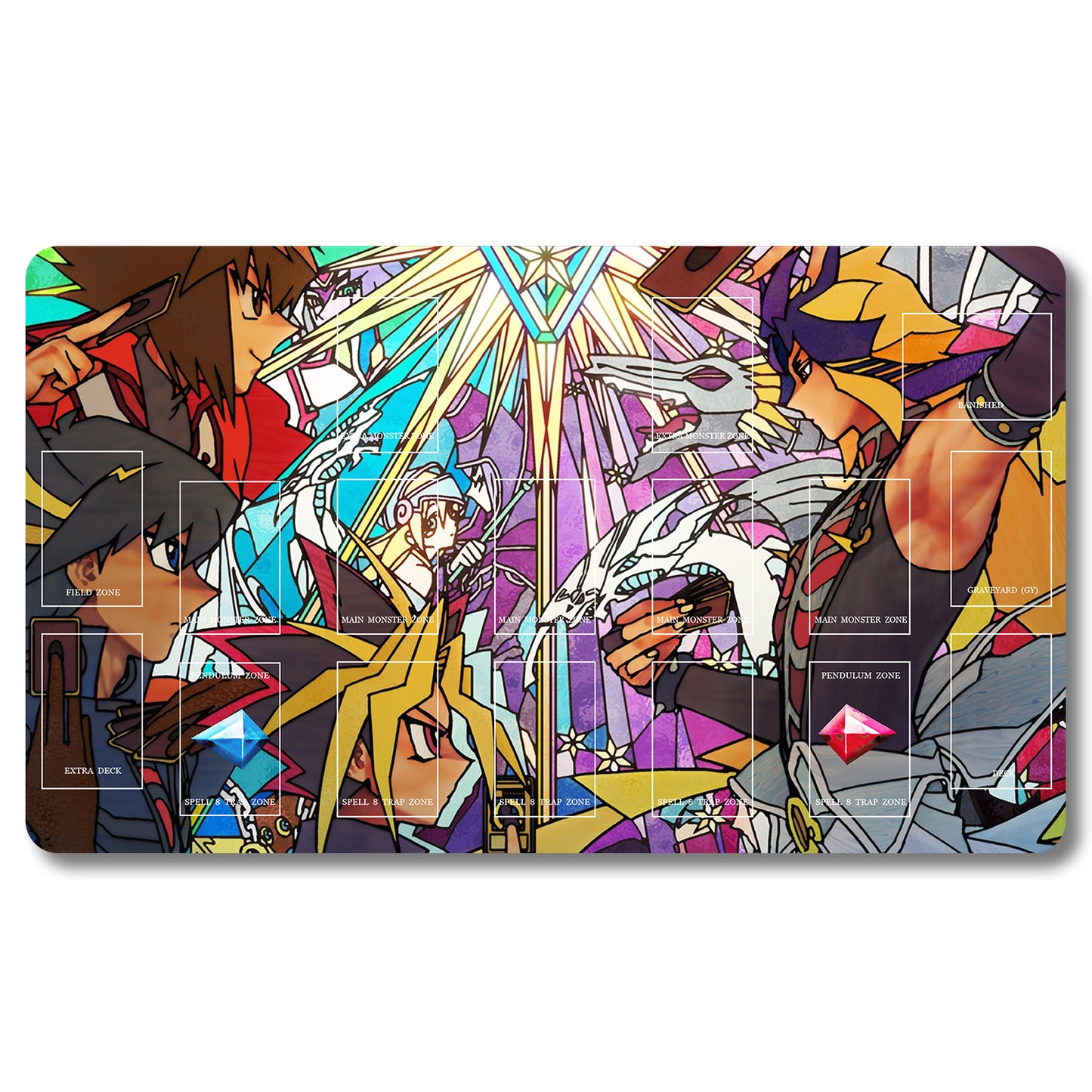 Board Game Black Magician Girl Playmat - Yugioh Size 23.6X13.7in Play mats Compatible for TCG OCG CCG Trading Card Game